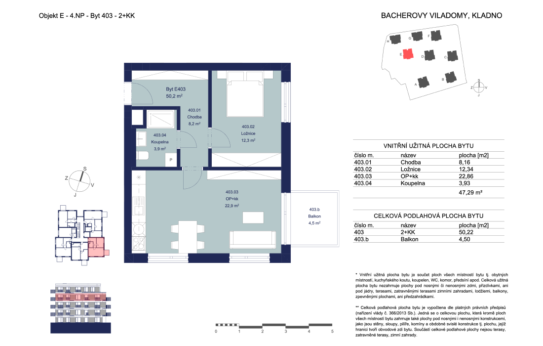 Căn hộ E403 - Bacherovy Viladomy - 2+kk (50 m²)